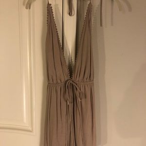 Kaitlyn Champagne Halter Backless Romper